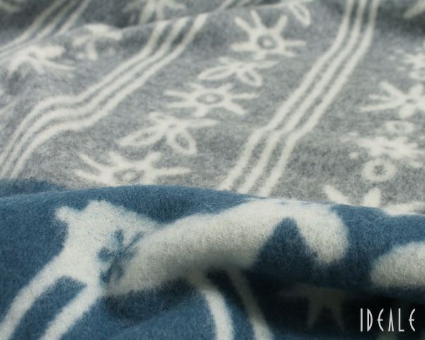 クリッパン（KLIPPAN） ラップランド/Lappland ウールシングルブランケット グレー/ライトグレー/ブルーブルー