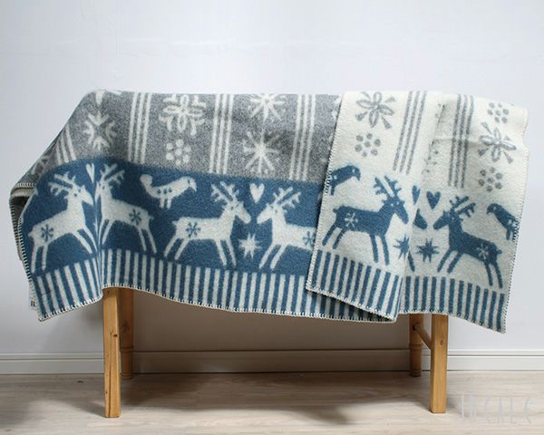 クリッパン（KLIPPAN） ラップランド/Lappland ウールシングルブランケット グレー/ライトグレー/ブルーブルー