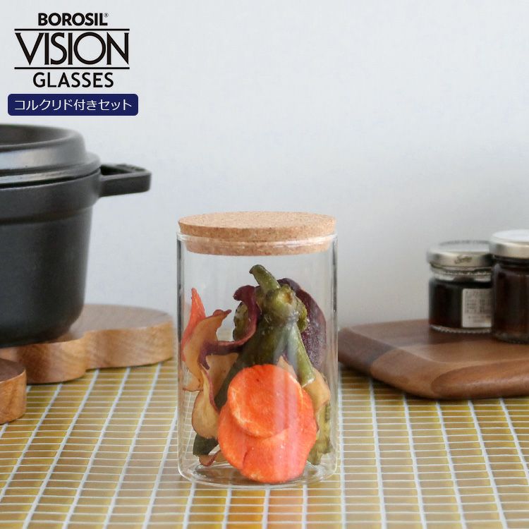 ボロシル（BOROSIL） ヴィジョングラス/VISION GLASS コルクリド（蓋）付 M