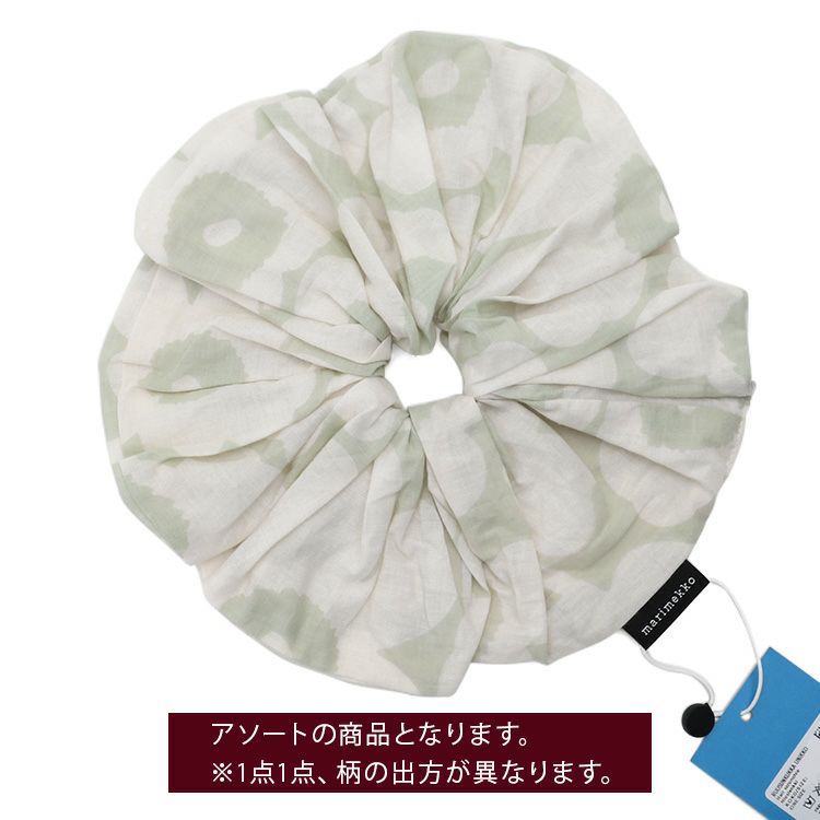 マリメッコ（marimekko） ウニッコ/Ruusunkukka Unikko シュシュ ライトグリーン/ホワイト