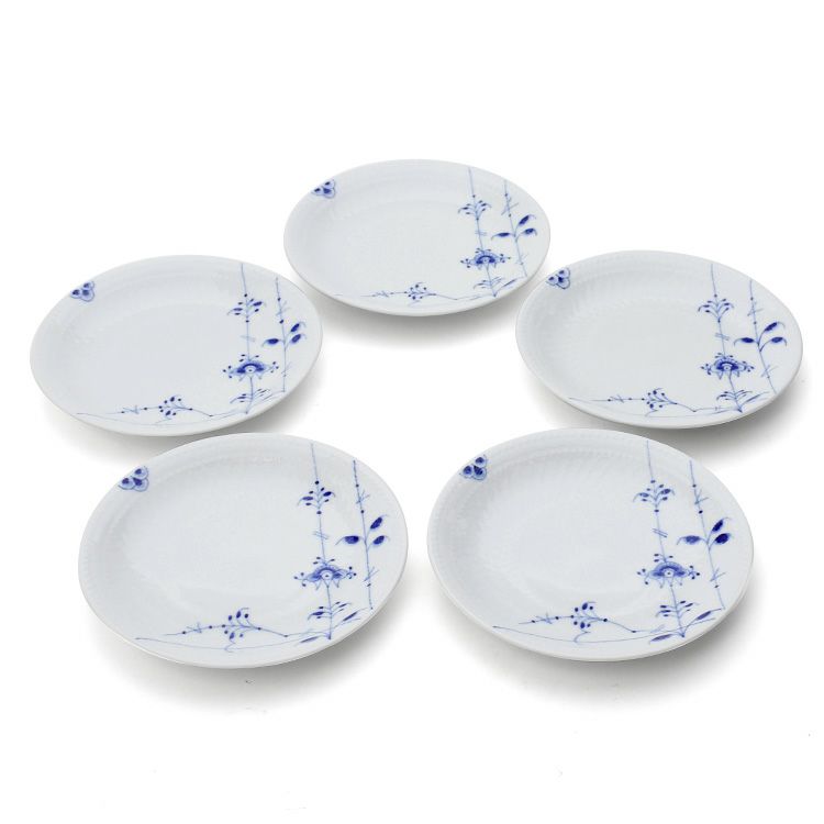 ロイヤルコペンハーゲン（Royal Copenhagen） ブルーパルメッテ/Blue Palmette プレート 5枚セット 15cm