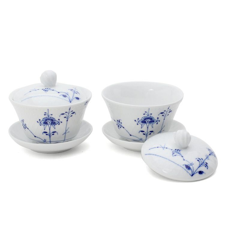 ロイヤルコペンハーゲン（Royal Copenhagen） ブルーパルメッテ/Blue Palmette 蓋つき カップ＆ソーサー ペア 210ml