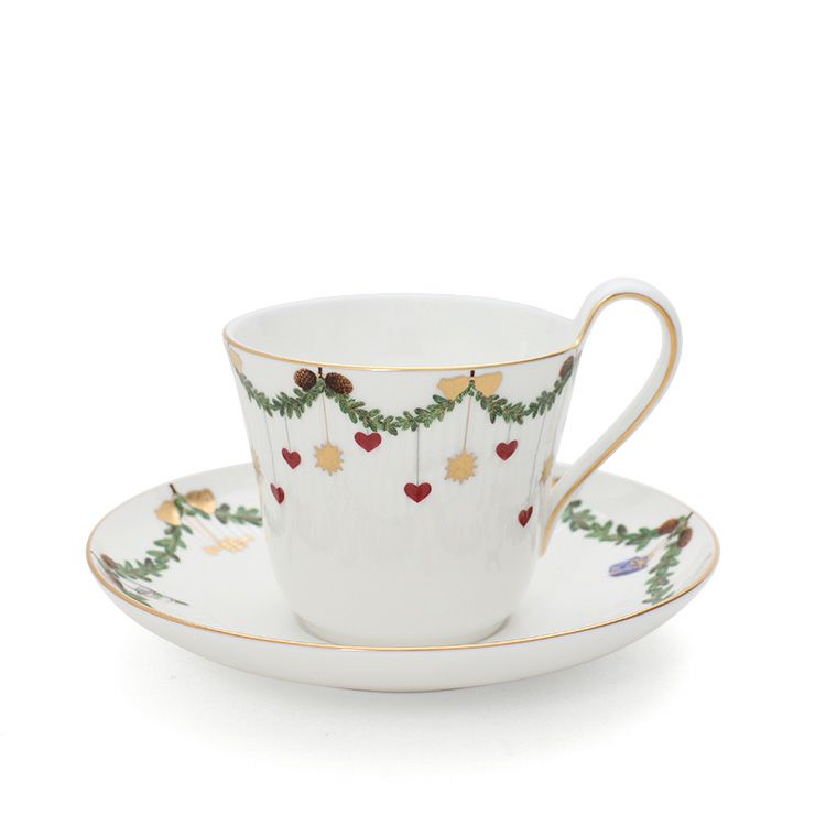ロイヤルコペンハーゲン（Royal Copenhagen） スターフルーテッド クリスマス/Star Fluted Christmas ハイハンドルカップ&ソーサー