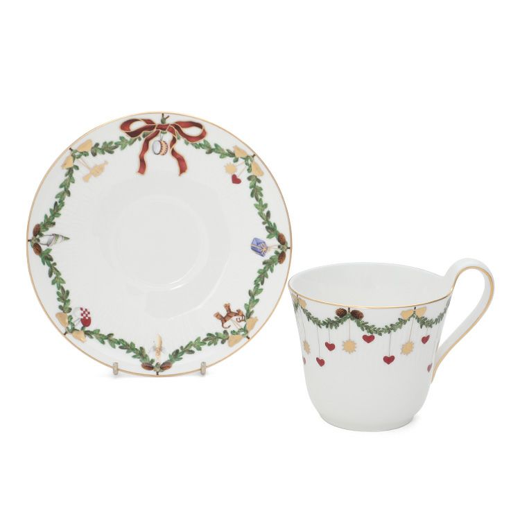 ロイヤルコペンハーゲン（Royal Copenhagen） スターフルーテッド クリスマス/Star Fluted Christmas ハイハンドルカップ&ソーサー