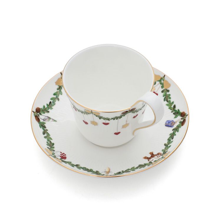 ロイヤルコペンハーゲン（Royal Copenhagen） スターフルーテッド クリスマス/Star Fluted Christmas ハイハンドルカップ&ソーサー