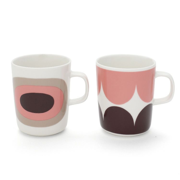 マリメッコ（marimekko） ハルカ＆メローニ/Harka & Melooni  マグカップ 250ml 2個セット ダークワイン/パウダー