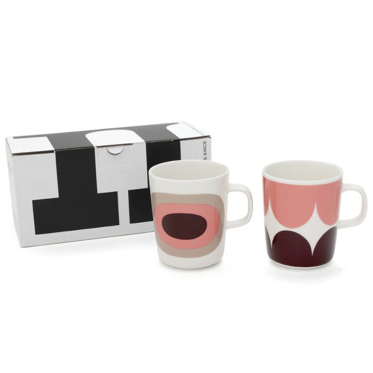 マリメッコ（marimekko） ハルカ＆メローニ/Harka & Melooni  マグカップ 250ml 2個セット ダークワイン/パウダー
