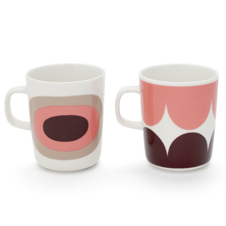 マリメッコ（marimekko） ハルカ＆メローニ/Harka & Melooni  マグカップ 250ml 2個セット ダークワイン/パウダー