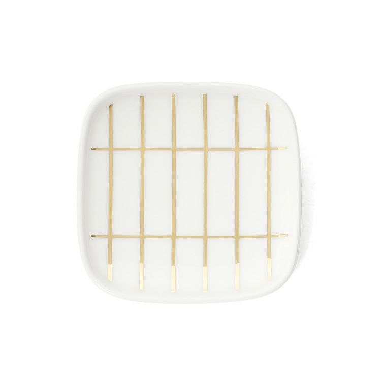 マリメッコ（marimekko） ティイリスキヴィ/TIILISKIVI プレート 10cm ホワイト/ゴールド