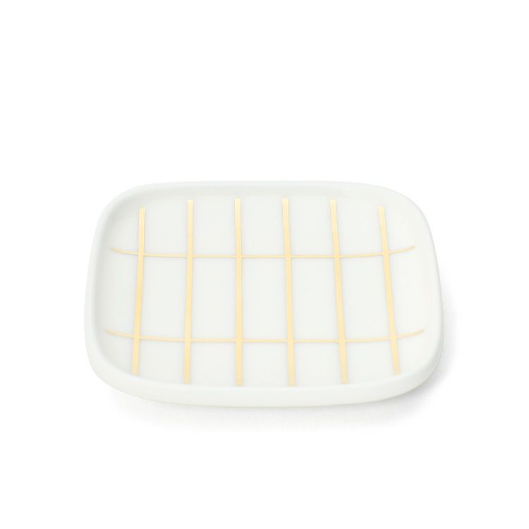 マリメッコ（marimekko） ティイリスキヴィ/TIILISKIVI プレート 10cm ホワイト/ゴールド