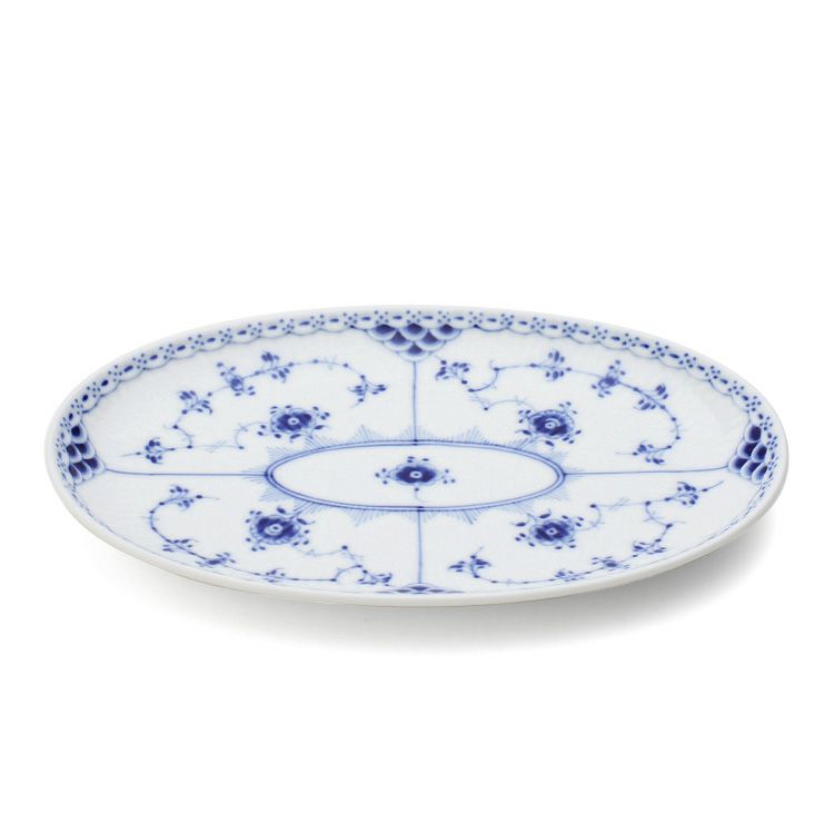 ロイヤルコペンハーゲン（Royal Copenhagen） ブルーフルーテッド ハーフレース/Blue Fluted Half Lace オーバルディッシュ 23.5×15cm
