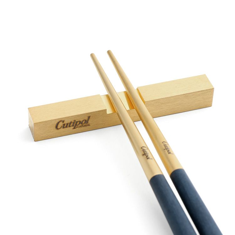 クチポール（Cutipol） クーベ/KUBE 箸 + 箸置きセット ブルーマットゴールド