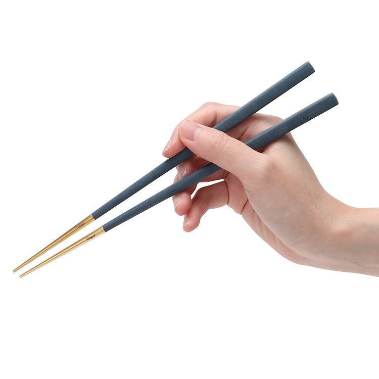 クチポール（Cutipol） クーベ/KUBE 箸 + 箸置きセット ブルーマットゴールド