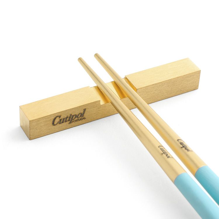 クチポール（Cutipol） クーベ/KUBE 箸 + 箸置きセット ターコイズマットゴールド