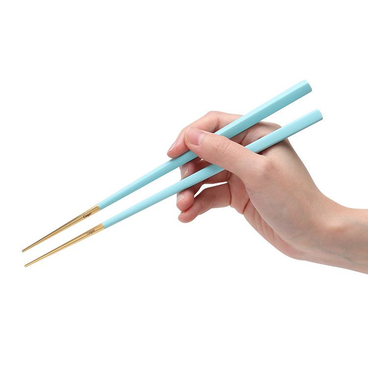 クチポール（Cutipol） クーベ/KUBE 箸 + 箸置きセット ターコイズマットゴールド