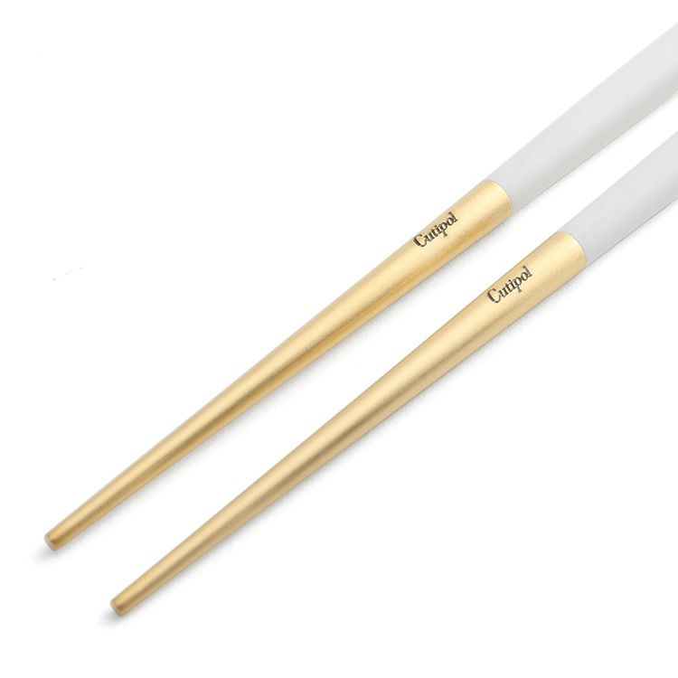 クチポール（Cutipol） クーベ/KUBE 箸 + 箸置きセット ホワイトマットゴールド