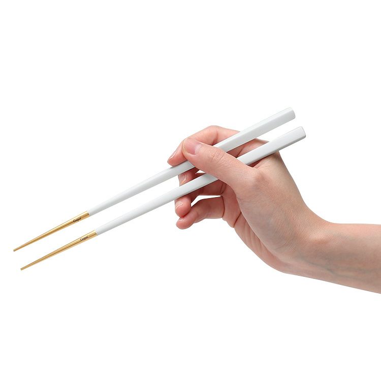 クチポール（Cutipol） クーベ/KUBE 箸 + 箸置きセット ホワイトマットゴールド