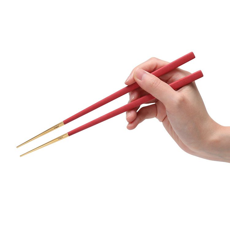 クチポール（Cutipol） クーベ/KUBE 箸 + 箸置きセット レッドマットゴールド