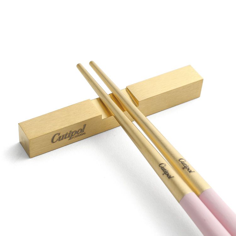 クチポール（Cutipol） クーベ/KUBE 箸 + 箸置きセット ピンクマットゴールド