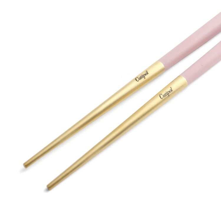 クチポール（Cutipol） クーベ/KUBE 箸 + 箸置きセット ピンクマットゴールド