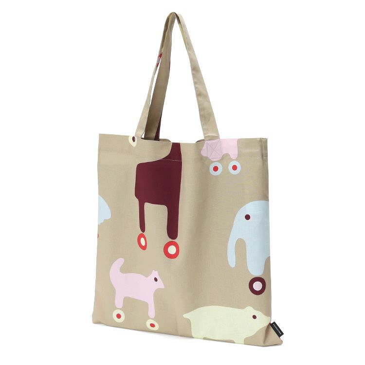 マリメッコ（marimekko） ルッラ/Rulla トートバッグ ベージュ/レッド/ライトブルー