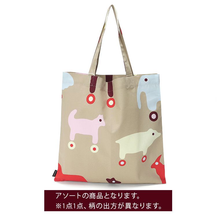 マリメッコ（marimekko） ルッラ/Rulla トートバッグ ベージュ/レッド/ライトブルー