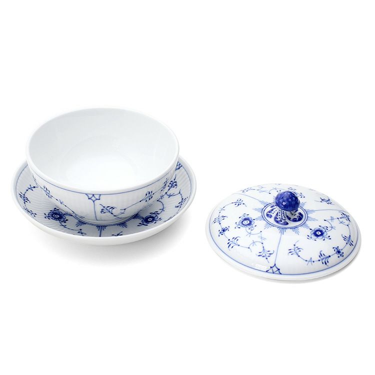 ロイヤルコペンハーゲン（Royal Copenhagen） ブルーフルーテッド プレイン/Blue Fluted Plain ボウル&ソーサー蓋つき