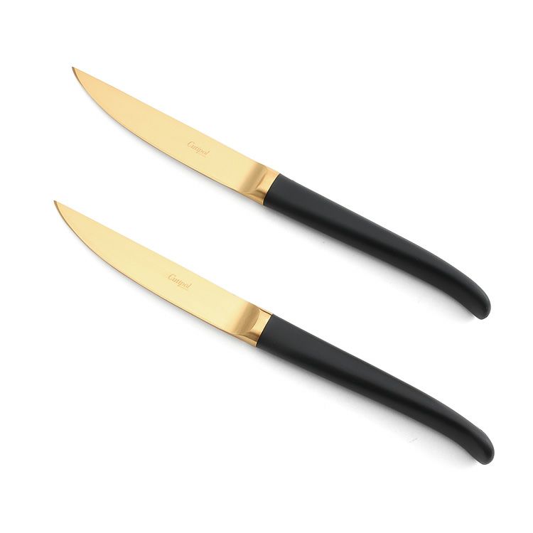 クチポール（Cutipol） リブ/RIB ステーキナイフ 2点セット 化粧箱付 ブラックマットゴールド