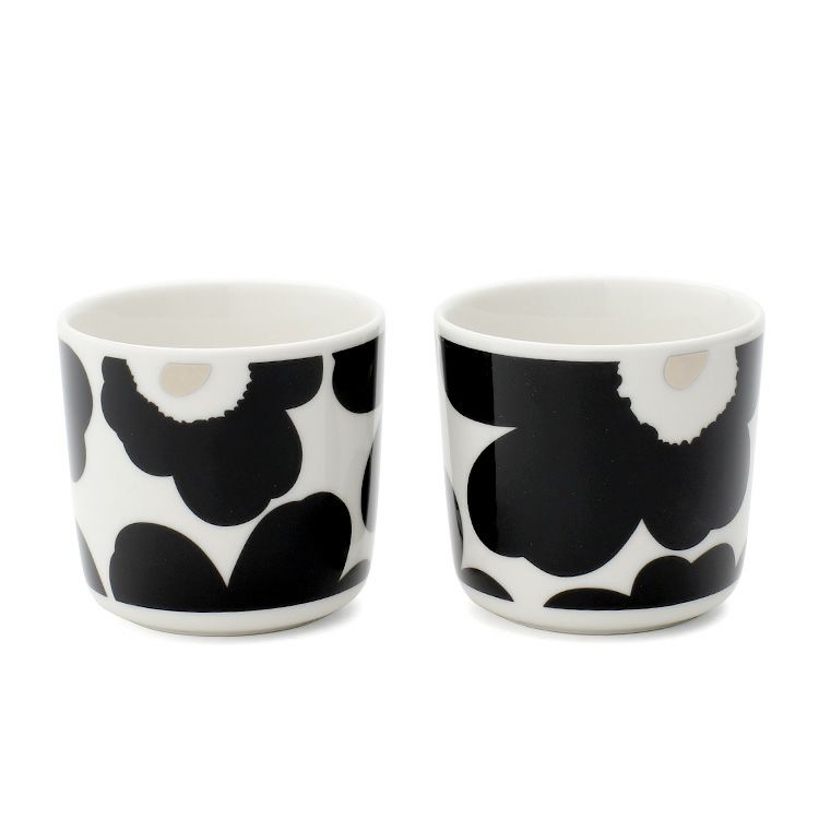 マリメッコ（marimekko） ウニッコ/Unikko ラテマグ 200ml ブラック/シルバー
