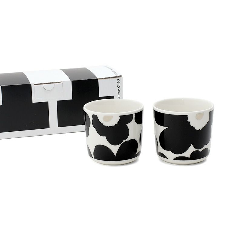 マリメッコ（marimekko） ウニッコ/Unikko ラテマグ 200ml ブラック/シルバー