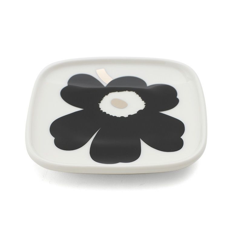 マリメッコ（marimekko） ウニッコ/Unikko プレートセット 10cm×10cm ブラック/シルバー