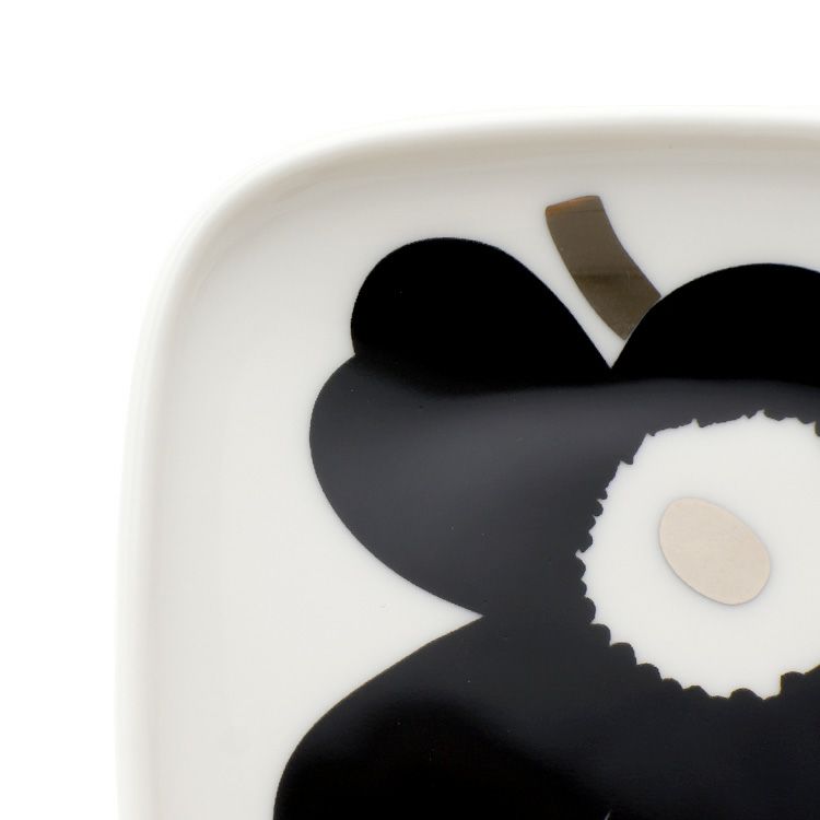 マリメッコ（marimekko） ウニッコ/Unikko プレートセット 10cm×10cm ブラック/シルバー