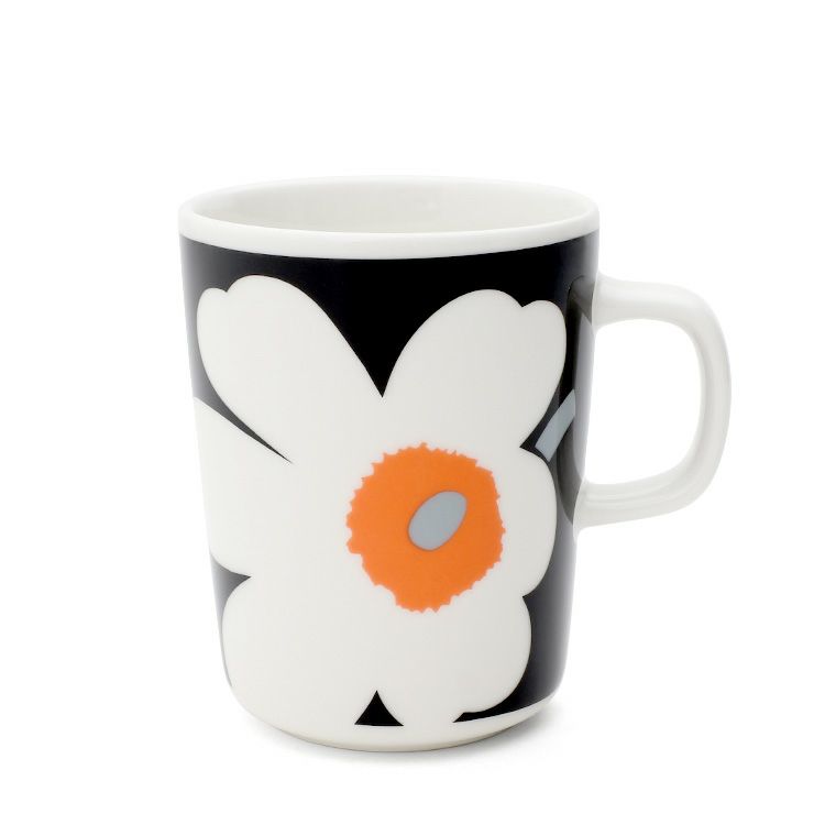 マリメッコ（marimekko） ウニッコ/UNIKKO マグカップ 250ml ブラック/オレンジ