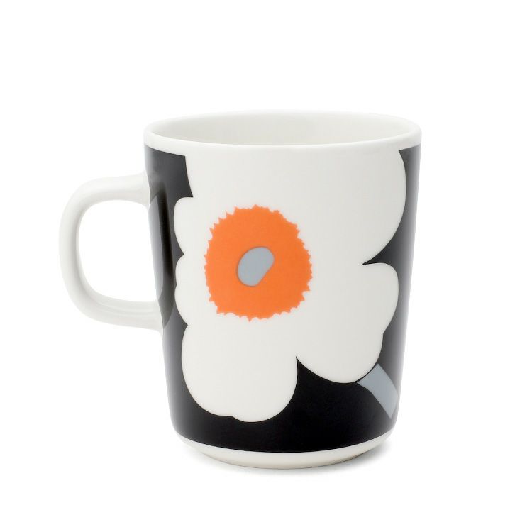 マリメッコ（marimekko） ウニッコ/UNIKKO マグカップ 250ml ブラック/オレンジ