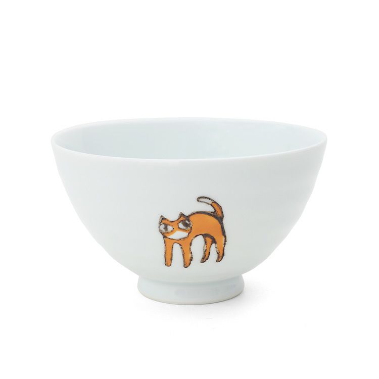 藍花 三猫さんぽ 飯碗