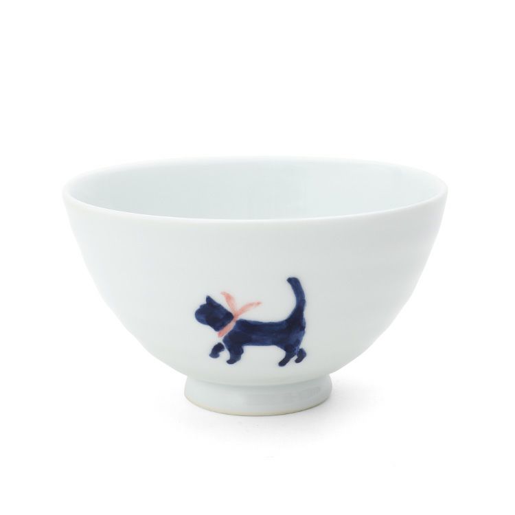 藍花 気まま猫 飯碗