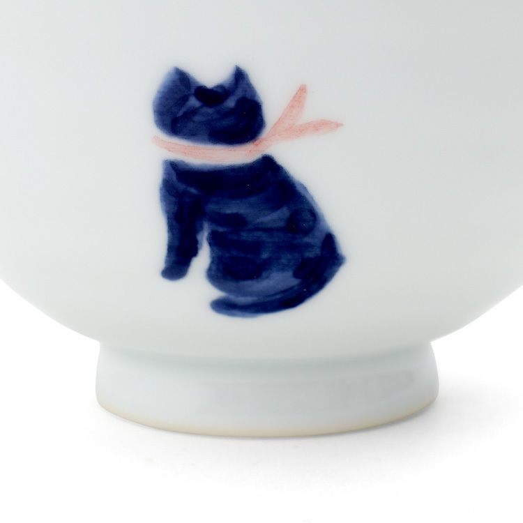 藍花 気まま猫 飯碗