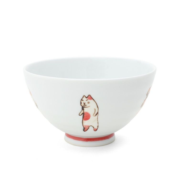 藍花 たち猫 飯碗