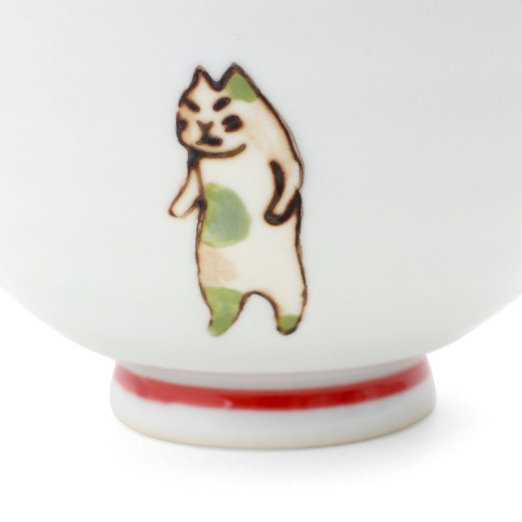 藍花 たち猫 飯碗