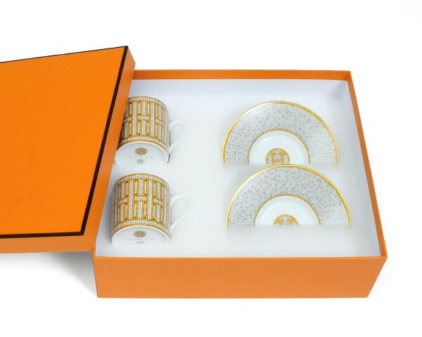 ★★★箱だけ難あり★★★ エルメス（HERMES） モザイク/Mosaique au 24 コーヒーカップ&ソーサー ペア [hr]