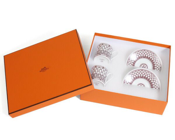 ★★★アウトレット（訳あり）★★★ エルメス（HERMES） アッシュデコ/H Deco コーヒーカップ&ソーサー ペア