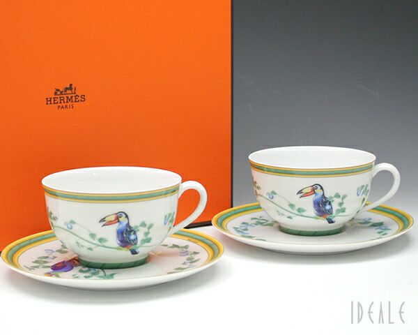 ★★★箱だけ難あり★★★ エルメス トウカン 316 ティーカップ＆ソーサー 2P(ペア) HERMES Toucans 【セット 食器セット】
