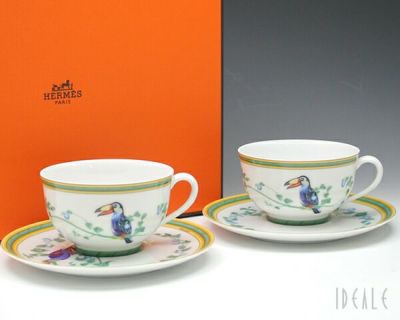 ★★★箱だけ難あり★★★ エルメス トウカン 316 ティーカップ＆ソーサー 2P(ペア) HERMES Toucans 【セット 食器セット】