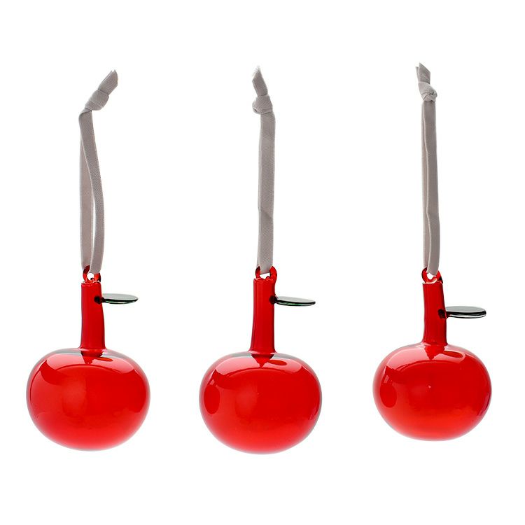 イッタラ（iittala） キュリアス マインド オブ オイバ トイッカ/OTC オーナメント ガラス アップル 3個セット 60mm レッド