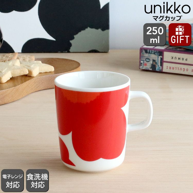 マリメッコ（marimekko） イソ ウニッコ/ISO UNIKKO マグカップ 250ml ホワイト/レッド