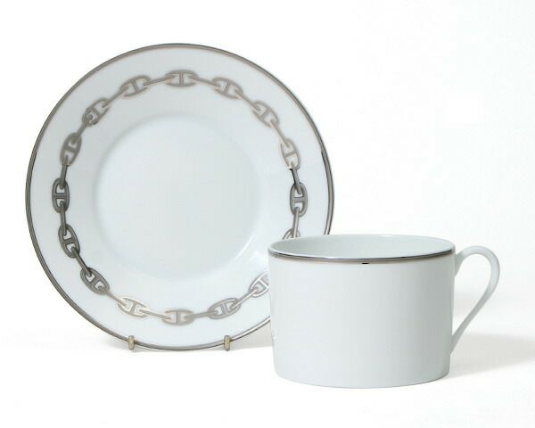 ★★★箱だけ難あり★★★ エルメス（HERMES） シェーヌダンクル プラチナ/Chaine d'ancre platinum ブレックカップ＆ソーサー ペア [hr]