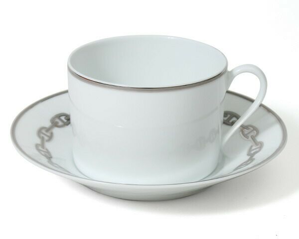★★★箱だけ難あり★★★ エルメス（HERMES） シェーヌダンクル プラチナ/Chaine d'ancre platinum ブレックカップ＆ソーサー ペア [hr]