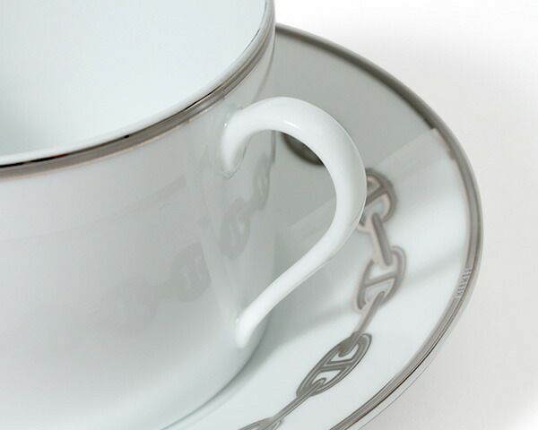 ★★★箱だけ難あり★★★ エルメス（HERMES） シェーヌダンクル プラチナ/Chaine d'ancre platinum ブレックカップ＆ソーサー ペア [hr]