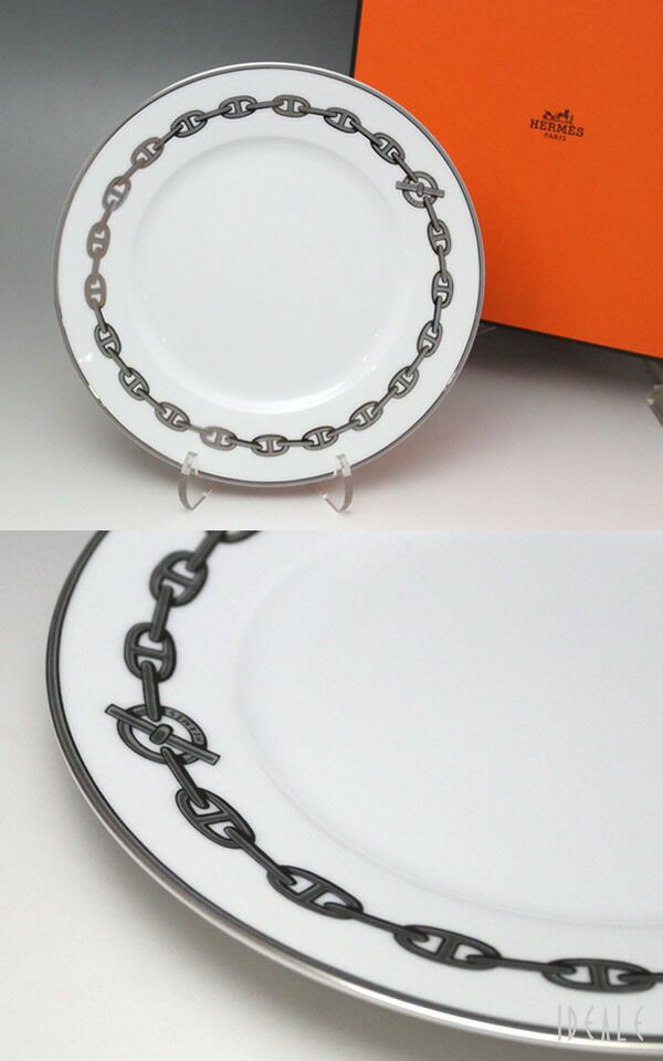 ★★★箱だけ難あり★★★ エルメス（HERMES） シェーヌダンクル プラチナ/Chaine d'ancre platinum プレート 21cm ペア [hr]